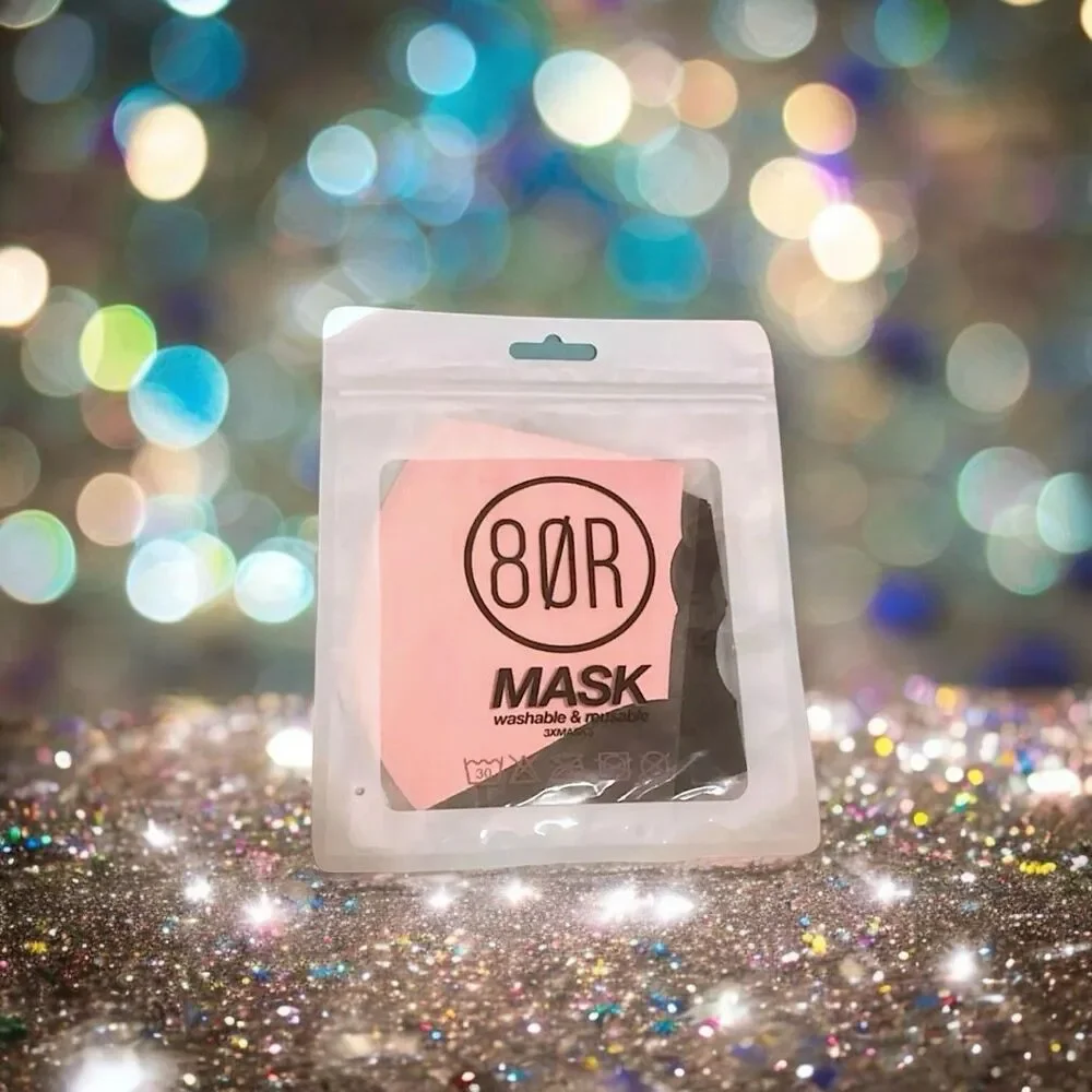 8 OTHER REASONS Face Mask Trio in Pink, Black, and Blue New In Package RV$21.95
